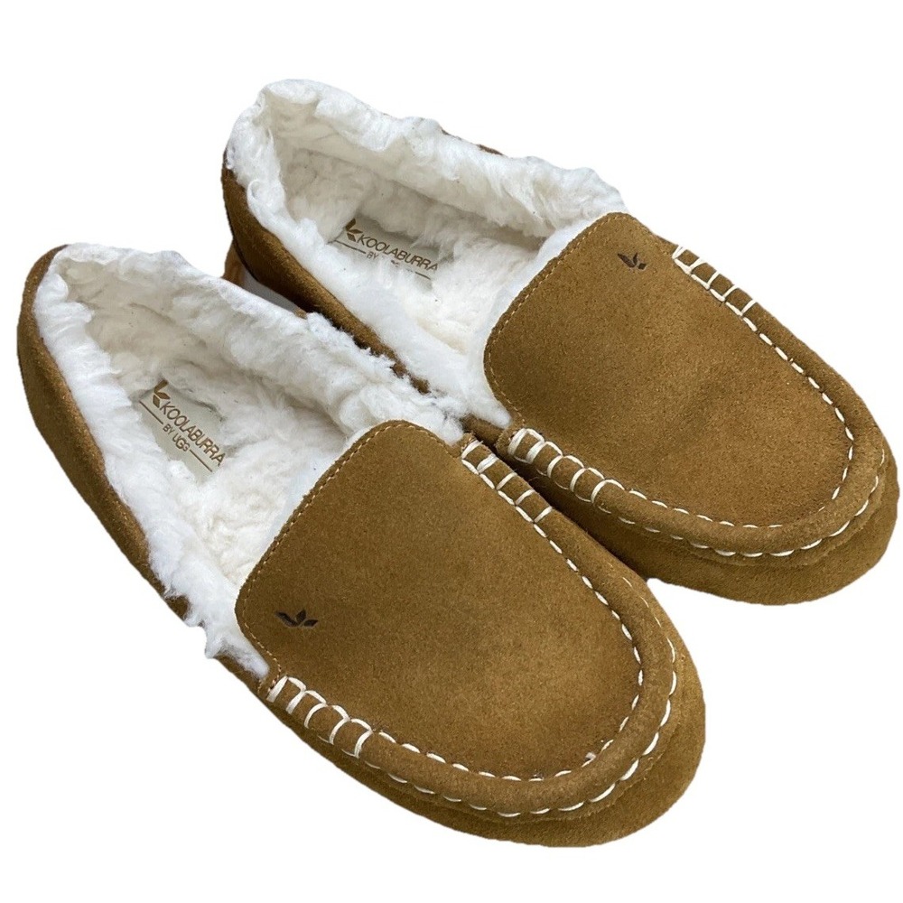 Koolaburra by UGG Lezly Slipper Moccasins Womens Sz 7 Suede Sheepskin Lined Cozy